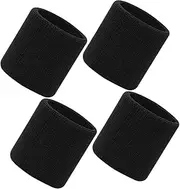 Totority 4pcs Breathable Cotton Wristbands Elastic Absorbent Sports Bands Sweat-Absorbing Hand Support Protector for Running Gym Cycling