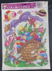 Vintage Color-Clings Easter Basket Static Cling Window Decoration