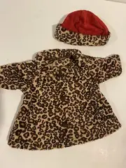American Girl Bitty Baby Chocolate Cherry Coat Hat Set Leopard Print NIB