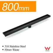Matt Black 800mm Tile Insert Bathroom Floor Drain Shower Grate 50mm Outlet Waste