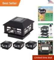Contemporary Solar LED Post Cap Lights - Waterproof & Eco-Friendly - 4 Pack