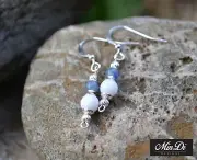 Sterling Silver Earrrings with White Jade & Aventurine