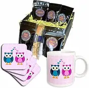 3dRose True Love Owls Design Coffee Gift Basket, Multicolored
