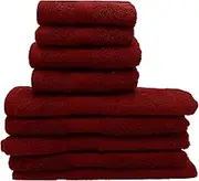 GABA Burgundy Luxury Bath Towels, Egyptian Cotton, Hotel & Spa Quality, Set of 7, Bath Towel Set with Bath Mat, 2 Bath Towels, 2 Hand Towels, 2 Washcloths, Ultra Soft (Burgundy)