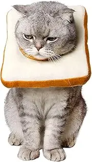 Adjustable Cat E-Collar, Cute Toast Neck Cone After Surgery, Wound Healing Protective Cone Bread Surgery Recovery Elizabethan Collars, Soft Edge for Kitten and Cats
