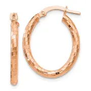2.25mm Polished Checkered Oval Hoops in 14k Rose Gold, 23mm