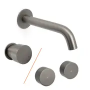 Gun Metal Round Bath Tub Spout Hot Cold Water Filler Outlet Knob Turn Mixer Taps