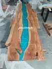 Glossy Epoxy Table Top Resin Table Walnut Custom Order For Bar Counter Top