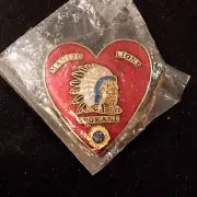 RARE Vintage 1980 Lions Club Pin Manito Spokane WA Indian Chief Lapel Pin SEALED
