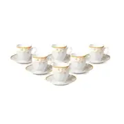 Lorenzo Import Floral Rosalia Design Espresso Set (Service for 6), Gold