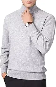 [Qolkmuiy-GJ] Men's High Collar Crewneck Sweater Classic Lightweigt Warm Sweat Shirt Soft Long Sleeve Sweatshirt Top