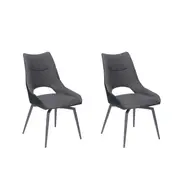 Raimon Furniture Set Of 2 Casey Rotation Eco Leather Kitchen Dining Side Chair Metal Frame Grey