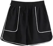[HUANGGG] Women's High Workout Running Shorts Pockets Quick-Dry Loose Athletic Sport Tennis Gym Shorts Elastic