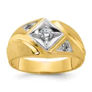 14k Two-Tone Men's Satin Lab Grown VS/SI FGH Diamond Ring