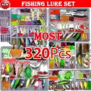 Fishing Lure Kit Soft and Hard Bait Set Gear Crank Tackle Accessories with Box