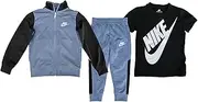 [Nike] Little Boys Tee, Full Zip Tricot Jacket And Pants 3 Piece Set (Grey(86H353-M19)/B, 6 Years)