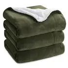Sherpa Fleece Blankets King Size for Bed - King (108" x 90") 04 - Olive Green