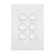 Hager WBQSV6-MW Finesse Series Switch, Rocker Type, Single Pole, Flush, 6 Gang, Vertical, 250V 16AX, 1 or 2 Way, Matt White