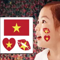 在飛比找蝦皮購物優惠-紋身貼紙臉頰貼紙心圖國旗啦啦隊越南足球隊