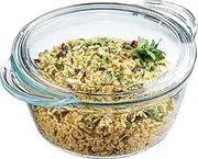 Clear Round Glass Casserole by Simax | Deep Dish, with Lid, Heat, Cold and Shock Proof, Microwave, Oven, Freezer, and Dishwasher Safe, Made in Europe (2.9 Quart)