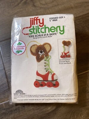 1979 Sunset Embroidery Jiffy Stitchery KRIS KOALA IN A SKATE Ornament Kit #107