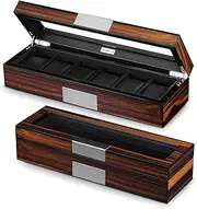 Lifomenz Co 6 Watch Box Organizer Mens Watch Case Large Watch Storage Box Wood 6 Watch Display Case