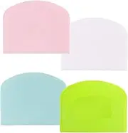 4 PCS Dough Scraper, Plastic Pastry Baking Bench Dough Scraper, Bowl Scraper, Pastry Cutter Tool,Cake Scraper, Bread Dough Cutter,Kitchen Scraper for Baking,Plastic Pizza Cutter(Blue,Pink,White,Green)