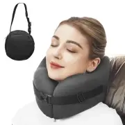 Travel Pillow Memory Foam Neck Pillow, Adjustable Support Head Chin Soft Pill...