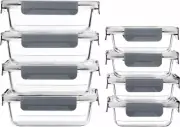 Glass Food Storage Containers with Lids Airtight-8 Pack Meal Prep Containers-Au
