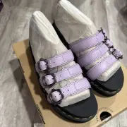 Dr. Martens Women's Size 9 Blaire Flower Buckle Slide Sandal Lilac Purple Black