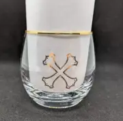 Set of 4 Bumbu Rum Cocktail Glasses Gold Crossbones Lowball Rocks
