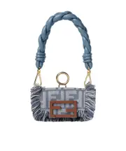 Fendi Nano Baguette Charm Fringed Tote Bag One size blue