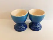 Set Of 2 Le Creuset Ceramic Footed Egg Cups - Marseille Blue (NEW)