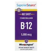 Superior Source, B-12 (Cyanocobalamin), 5,000 mcg, 100 MicroLingual Instant Dissolve Tablets