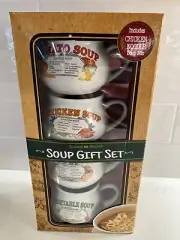 NEW Caraway Naturals Soup Recipe 4 Bowl Gift Set - Tomato/Chicken/Potato/Veggie