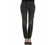 Costume National Sleek Gray Straight Leg Distressed Jeans