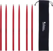 3 Pairs Drum Sticks 7A for Kids and Beginners Classic Maple Wood Drumsticks, Red