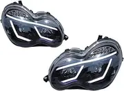 Car Headlights Compatible With Benz C Class W203 2000-2007 Full LED Auto Headlamp Assembly Projector Lens Accessories Kit(No blub)