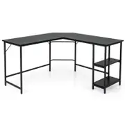 Costway L-Shaped Computer Desk Corner Table Home Office Study Workstation Black