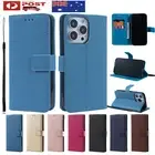 For iPhone 16 Pro Max 15 Plus 14 13 Wallet Case Leather Flip Stand Phone Cover