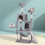 161cm Cat Tree i.Pet Scratching Post Hammock Light Grey