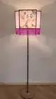 Floor lamp with lilac lampshade in Art Deco style, floral pattern