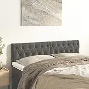 Upholstered Headboards for Bed, Adjustable Height, Dark Grey Velvet, 72 cm, Twin Pack, Wall Mounted