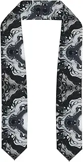 [SKKNT] Black White Marble Print Graduation Shawl Stole For Academic Commencements Honor Sash Congratulations Gift