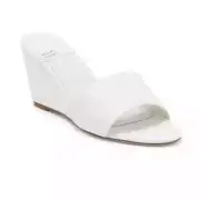 Jeffrey Campbell Womens White Leather Open Toe Slip On Wedge Sandals Sz 9 NIB