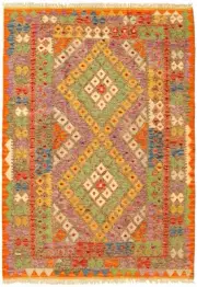 Vintage Hand Woven Carpet 4'3" x 6'1" Traditional Wool Kilim Rug