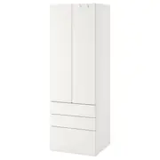 SMÅSTAD / PLATSA wardrobe, white white/with 3 drawers, 60x57x181 cm