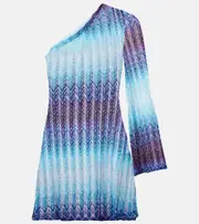 [Missoni] Missoni One-shoulder lamé beach cover-up UK 12 blue