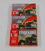 (3) MAXELL Audio Cassette Tapes Normal Bias UR 90 Type I Normal NEW SEALED