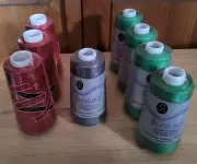 Lot 8 Serger Overlock 3000yds. Sewing Thread Spool NEW Red, Green, Gray